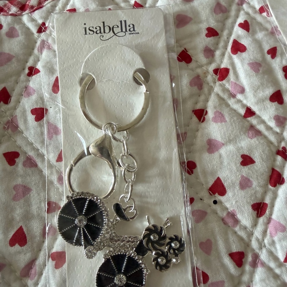 Silver and Black Keychain .